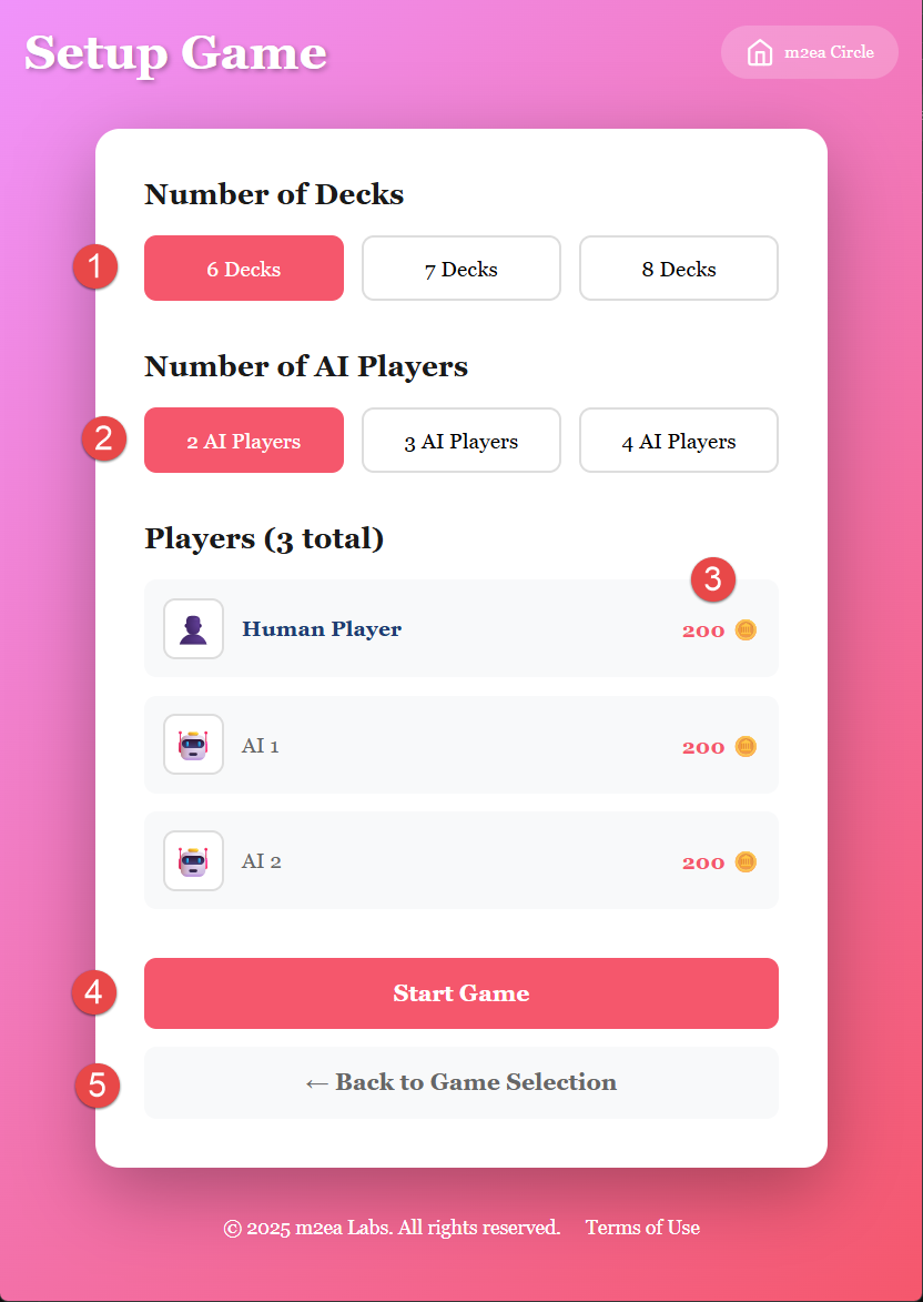 3. Blackjack régulier - Configuration