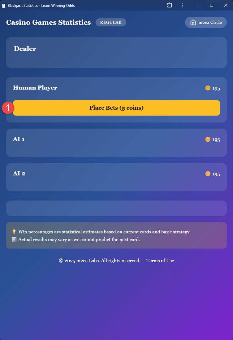 4. Blackjack régulier - Pari