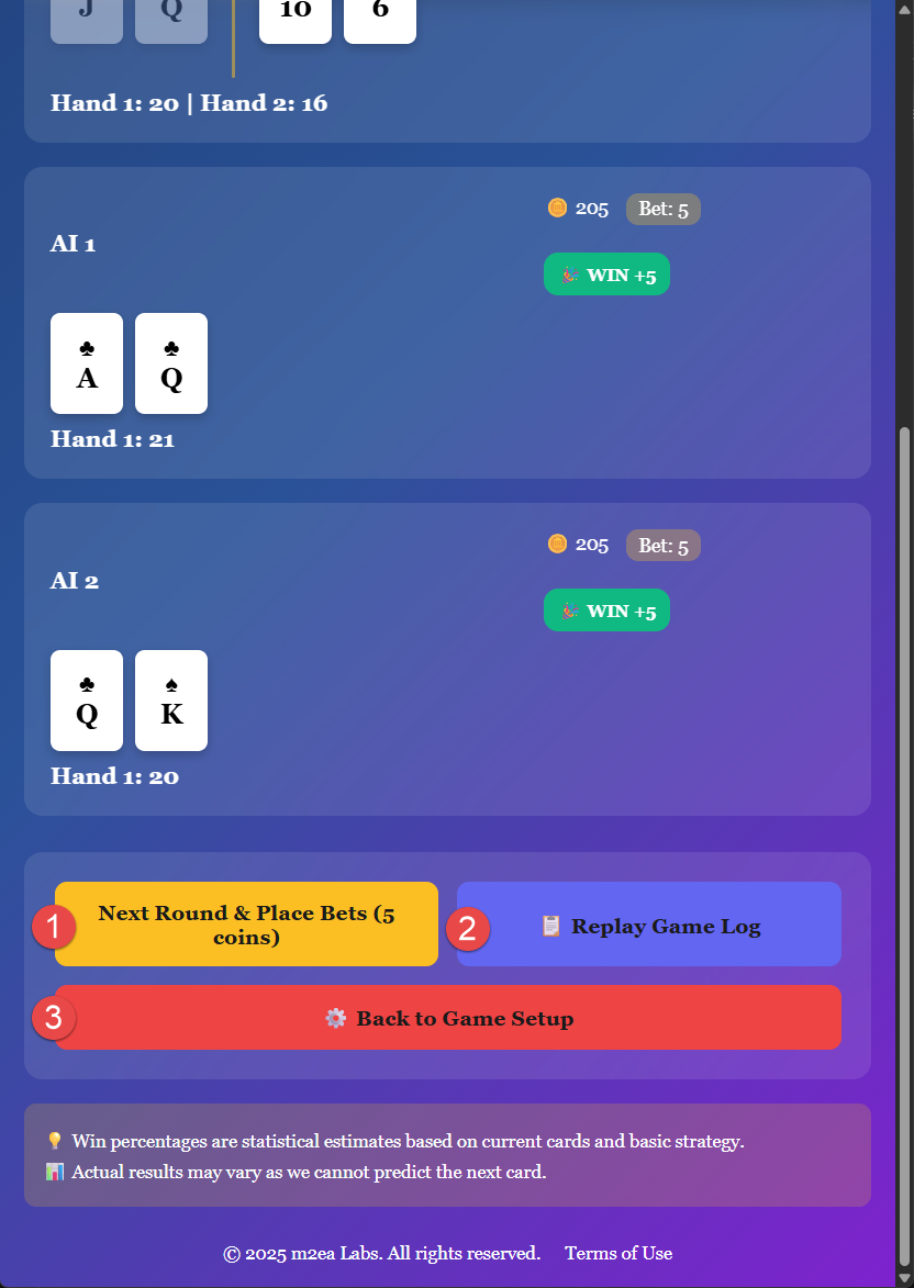 7. Blackjack régulier - Partie suivante 01