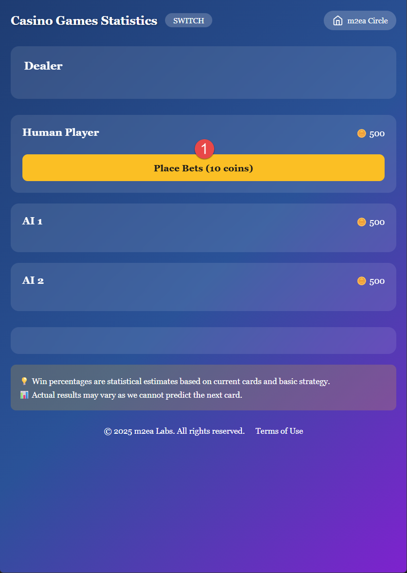 9. Blackjack Switch - Pari de jeu